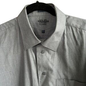 XMI Classic Gray Long Sleeve Dress Shirt Spread Collar Size 16.5